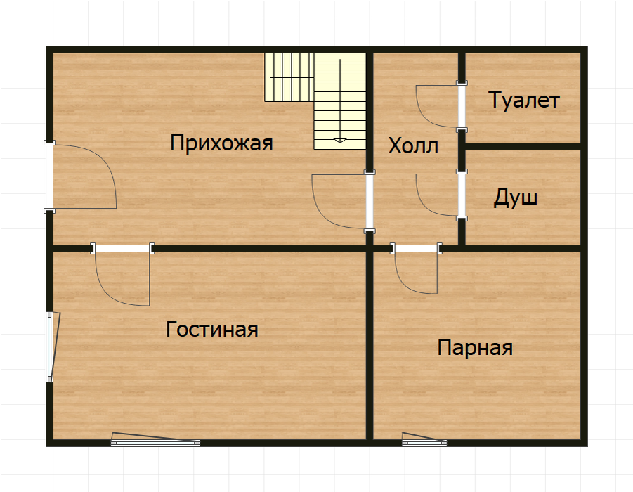 Первый этаж. Дом-баня с двумя спальными. источник фото: zen.yandex.ru/rostern