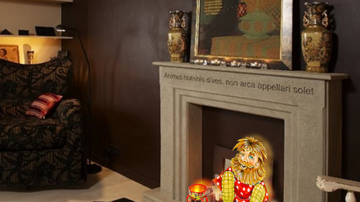 Попить чай у камина — любимое занятие домового Прохора Ивановича. Источник фото: Яндекс Картинки