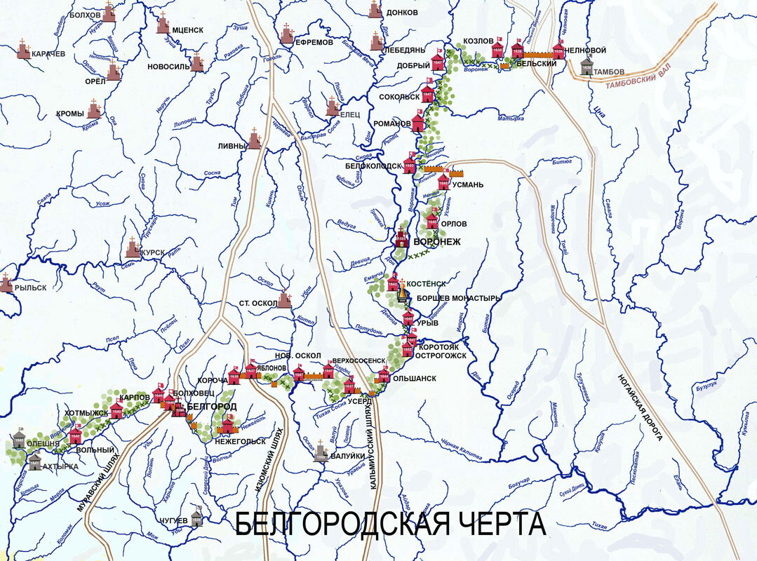 Рис. 1. План Белгородской засечной черты.
