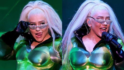 Christina Aguilera Green Outfit Pride