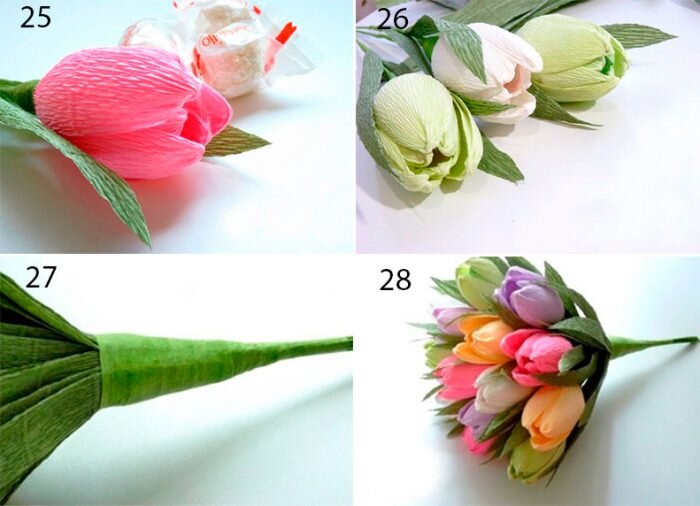Делаем тюльпаны из гофрированной бумаги