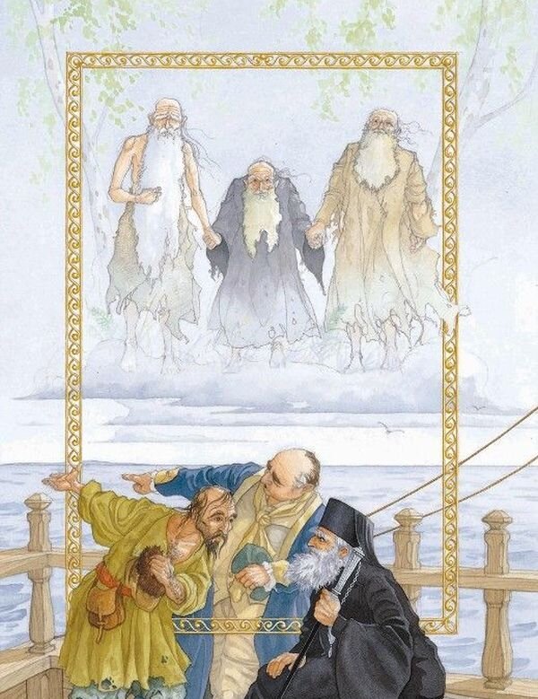 Анализ три старца толстой произведения. Л. Читать три старца. Толстого три старца. Л н толстой три старца иллюстрации.