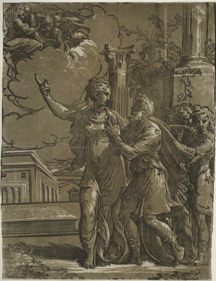 Тибуртинская Сивилла и император Август, Антонио да Тренто (ок. 1508).