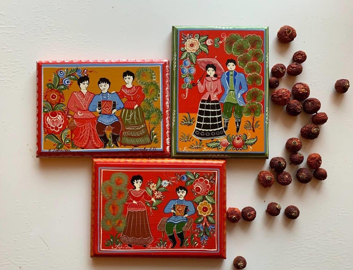 Панно с городецкой росписью из моей коллекции