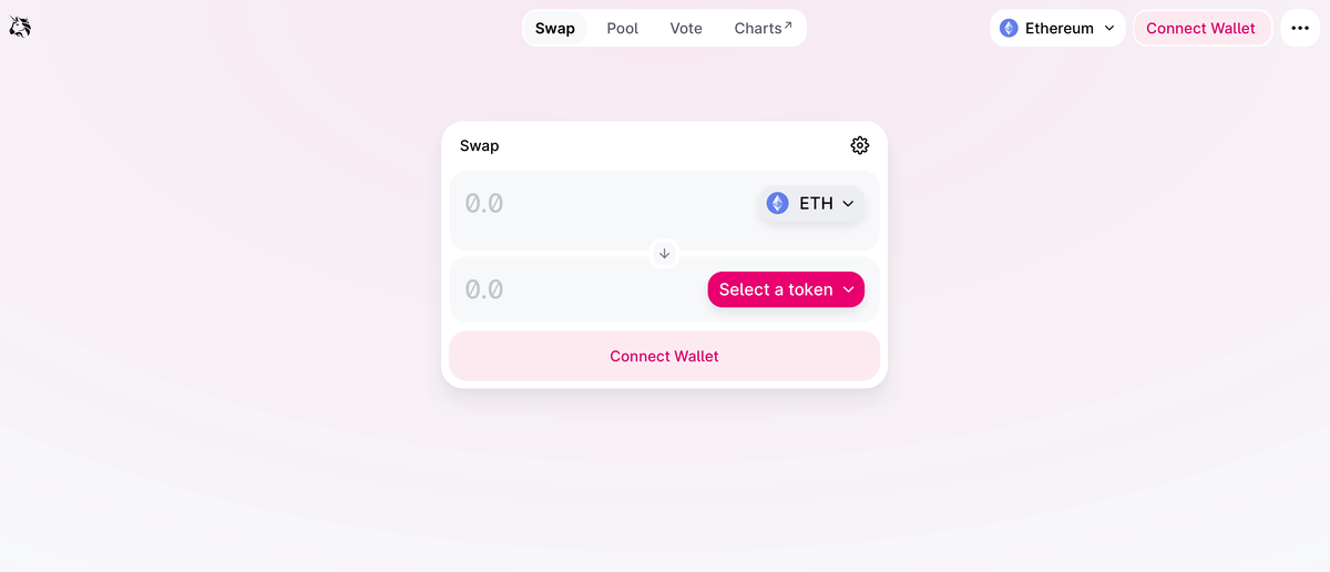    Интерфейс децентрализованной биржи Uniswap