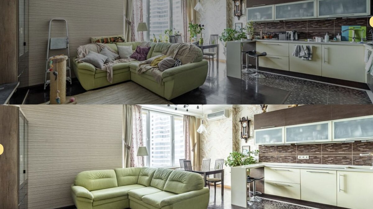 Сервис сам сделает фото, при необходимости "доработает" интерьер