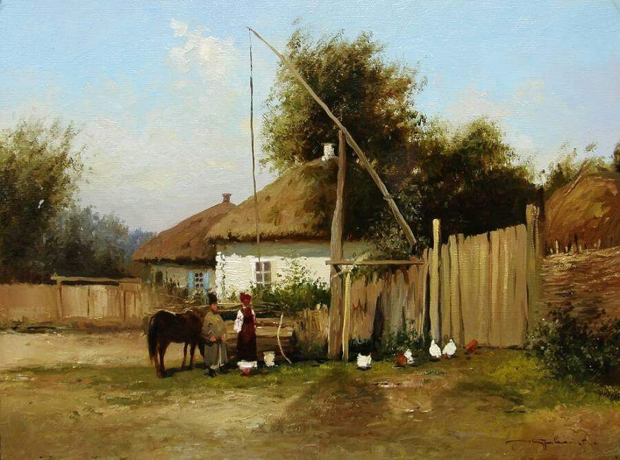 Юрий Журка. Сельский пейзаж. Источник изображения: https://www.pinterest.ru/pin/675188169113852006/