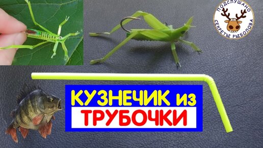 Кузнечик из трубочки для коктейля. Приманка на голавля, язя, окуня