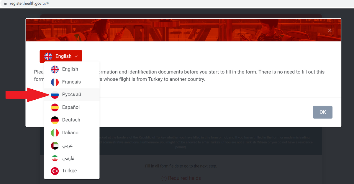 Скриншот 1. Выбираем язык.