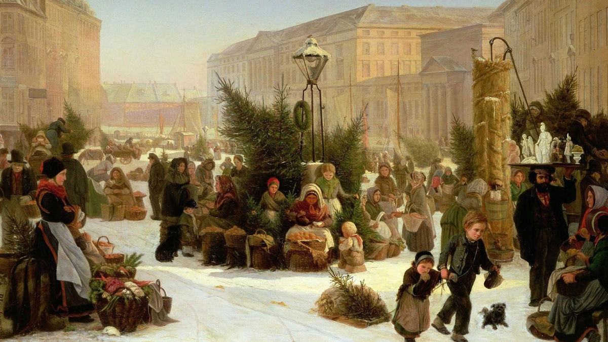 Чем были украшены первые рождественские елки. Художник David Jacobsen 1821 1871. Генрих Манизер елочный торг. Елочный базар Петербург 19 век. Джон Сарджент Нобль. «Сочельник».