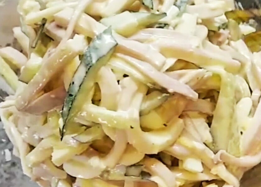 Как приготовить рецепт Классический салат из кальмаров