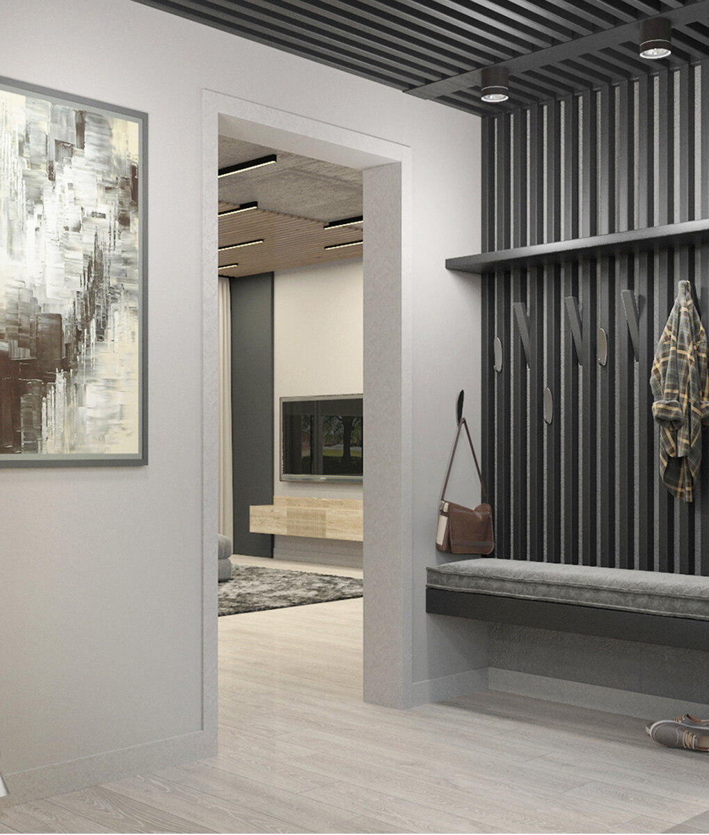 Тамбур. Проект интерьеров частного дома в Тюмени выполнен студией dsgn.tmn.