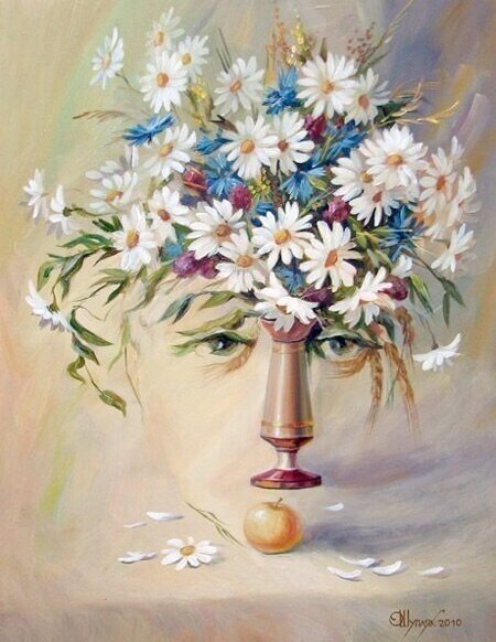 Что первым вы увидели на этом изображении? Лицо? Вазу с цветами? Яблоко?