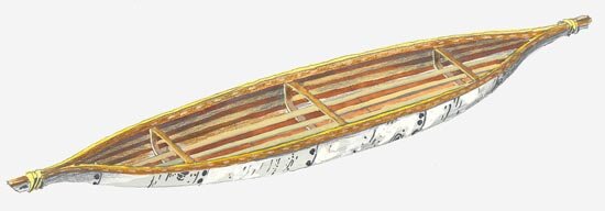 Эскимосский каяк (вверху) и его прототип эвенкийская дяв.