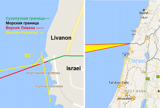 Спорный участок морской границы между Израилем и Ливаном