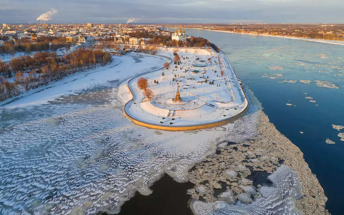 «Серебряный маршрут». Вид на исторический центр Ярославля с высоты птичьего полета. 