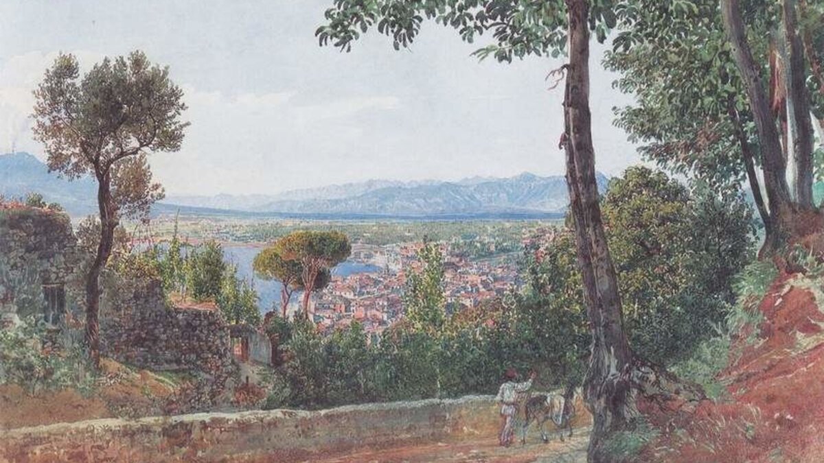 Художник РУДОЛЬФ ФОН АЛЬТ -  Кастелламмаре на берегу Неаполитанского залива (Источник: https://allpainters.ru/)