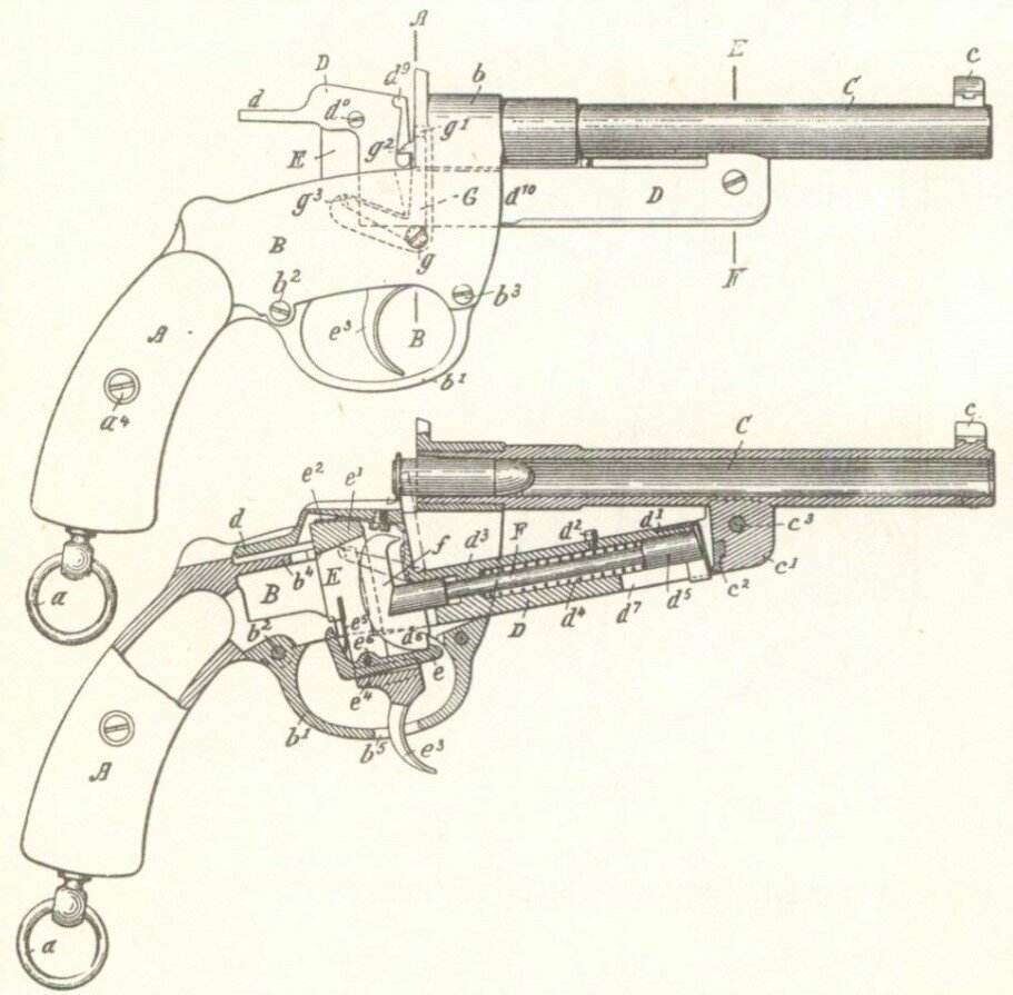 Схема пистолета обр. 1877 года.