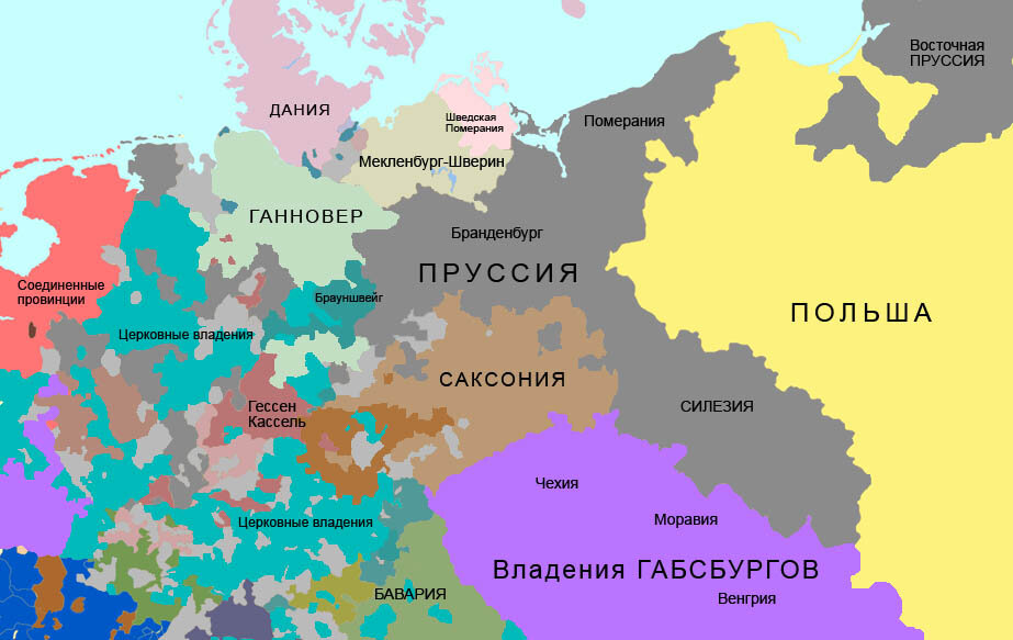 Королевство Пруссия и и ее провинция Восточная Пруссия на карте