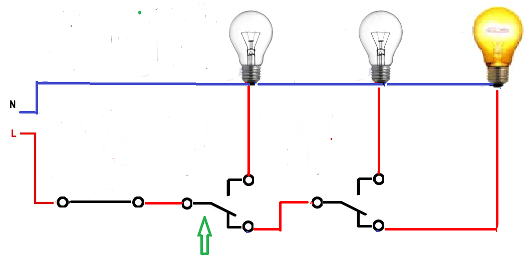 СХЕМА ВКЛЮЧАЕТСЯ ТУМБЛЕРОМ ON-OFF, или простым выключателем
