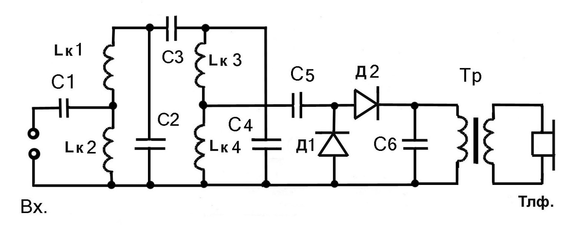Открытым колебательным контуром в схеме детекторного приемника является элементы