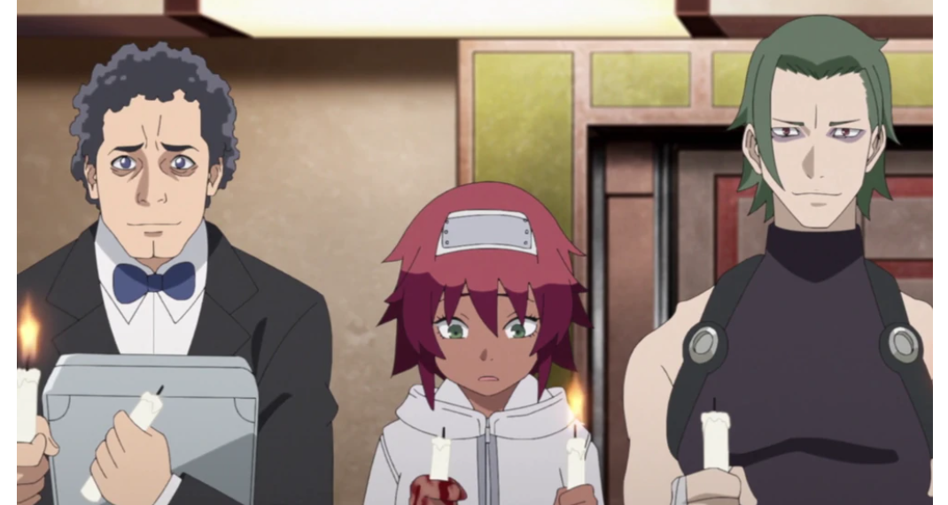 Батта - посередине, справа от неё беглый опасный преступник - Рокуро. Запомните этого парня, он нам еще пригодится.