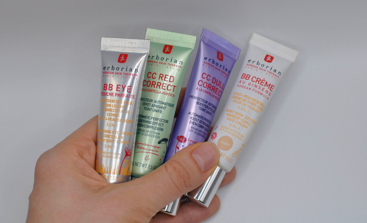 Erborian: CC Dull, CC Red, BB Creme, BB Eye - корректоры.