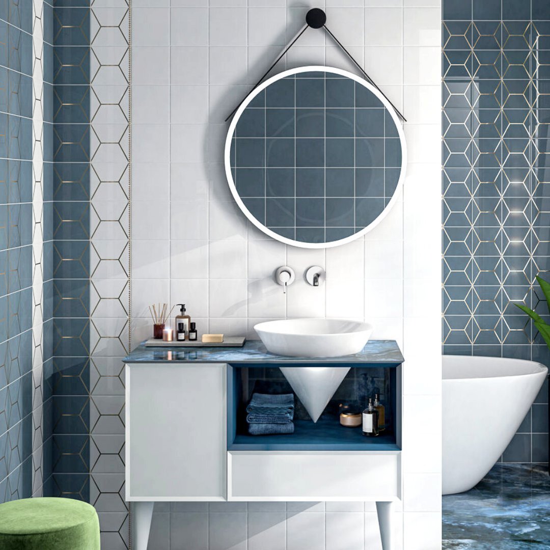 kerama marazzi ониче синий в интерьере