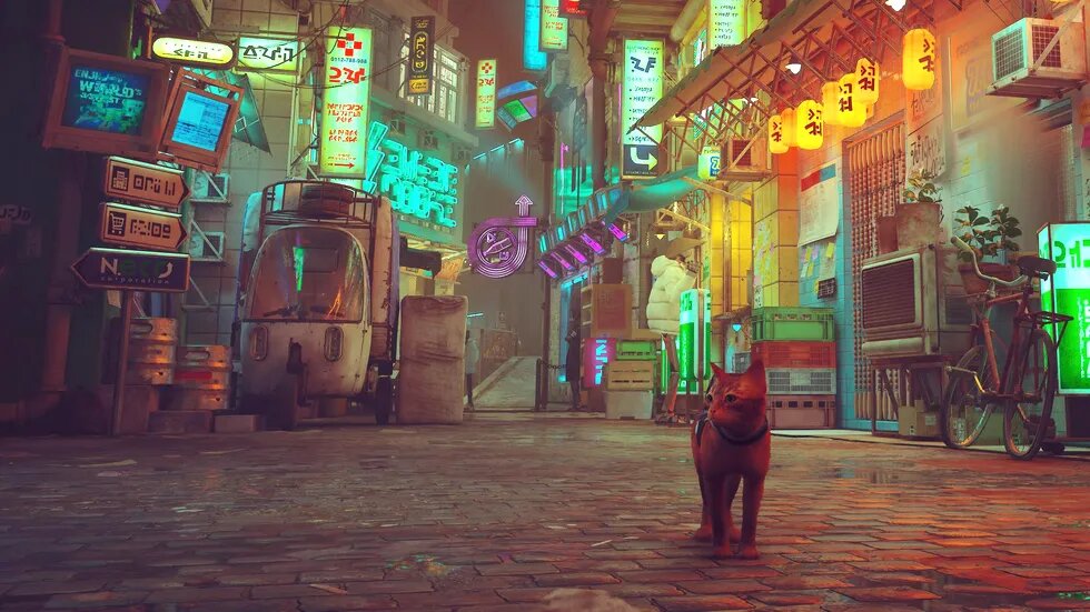 Кадр из игры Stray: Мир после исчезновения человечества 