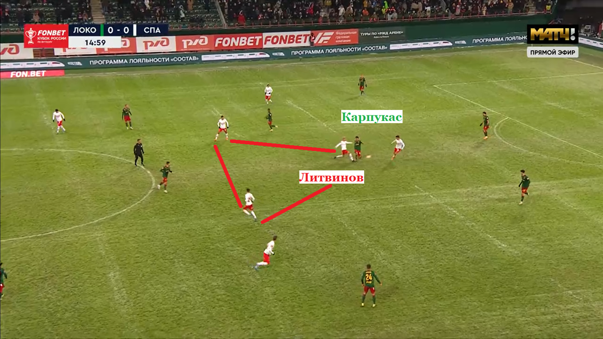 Литвинов прерывает передачу от Карпукаса (опорный)