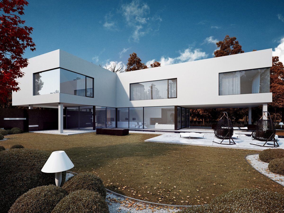 Фасад дома в стиле минимализм