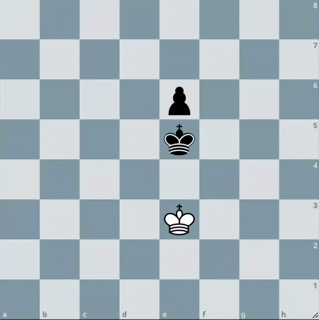 При ходе белых - пешка чёрных проходит в ферзи.