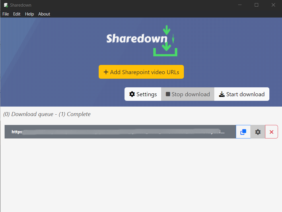 Окно программы Sharedown.