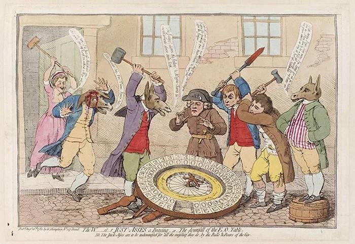 Карикатура на английскую игру "Чёт-нечет"