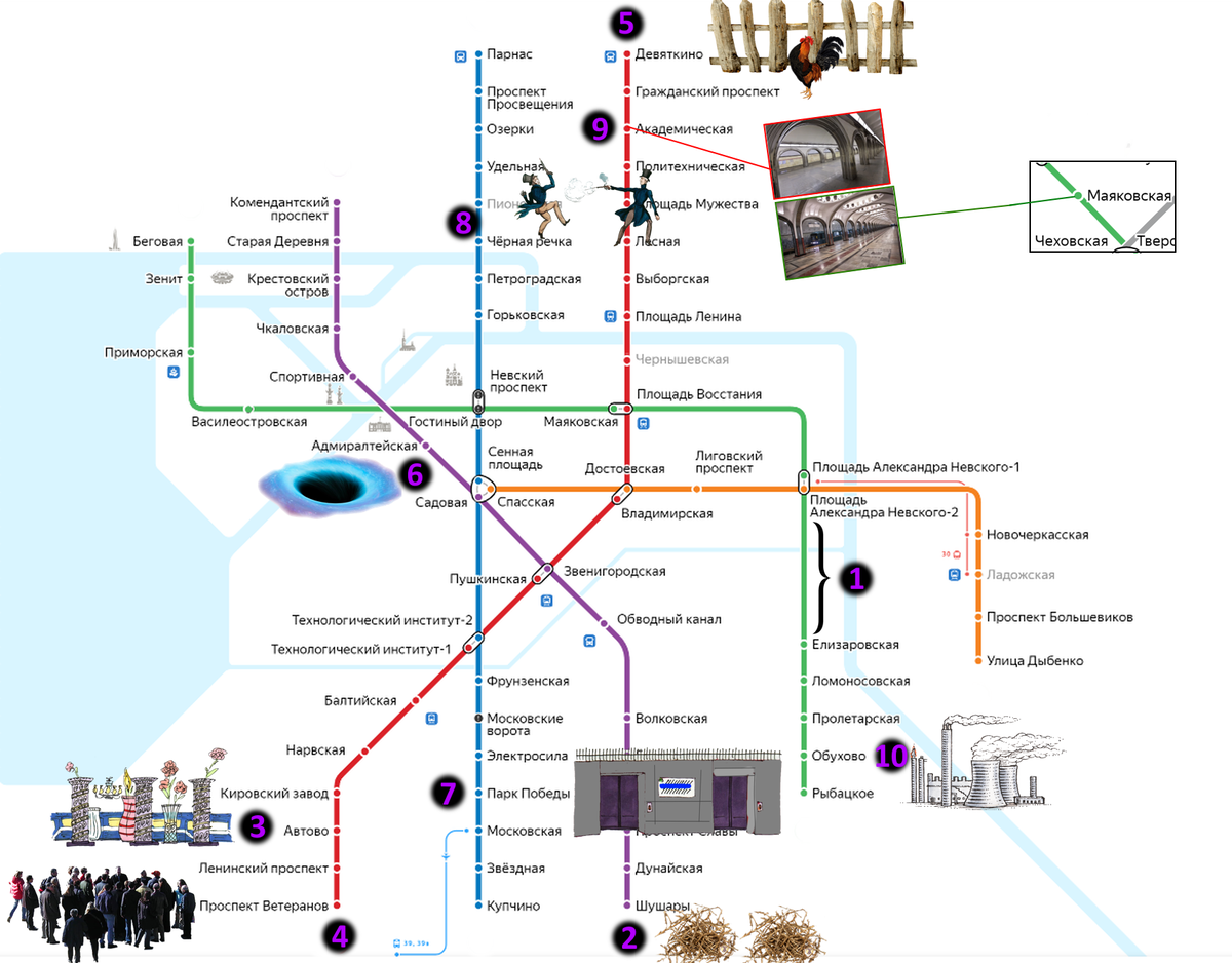 Карта питерского метро 2022