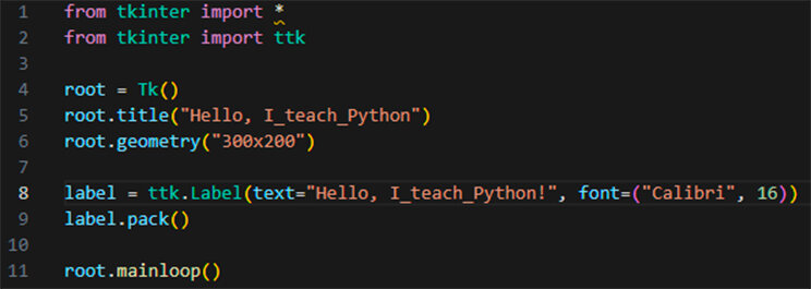 Мой скриншот программы. Создаём окно "Hello, I_teach_Python".