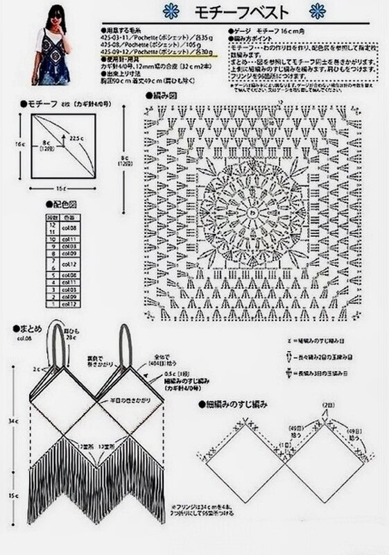 Жилет крючком для женщин схемы из квадратов