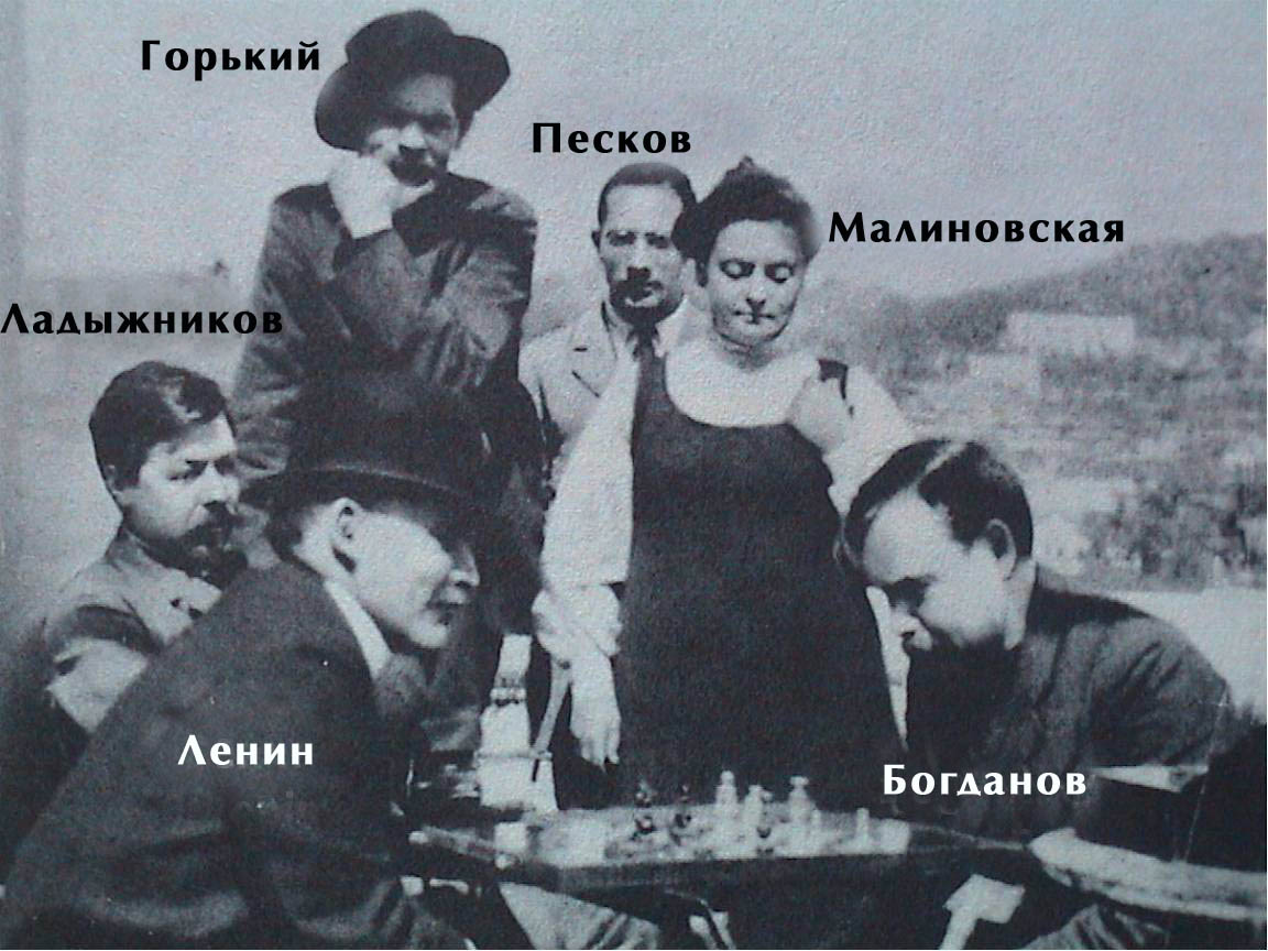 Одна из немногих фотографий В.И. Ленина играющего в шахматы. Италия, о. Капри, 1908 г.