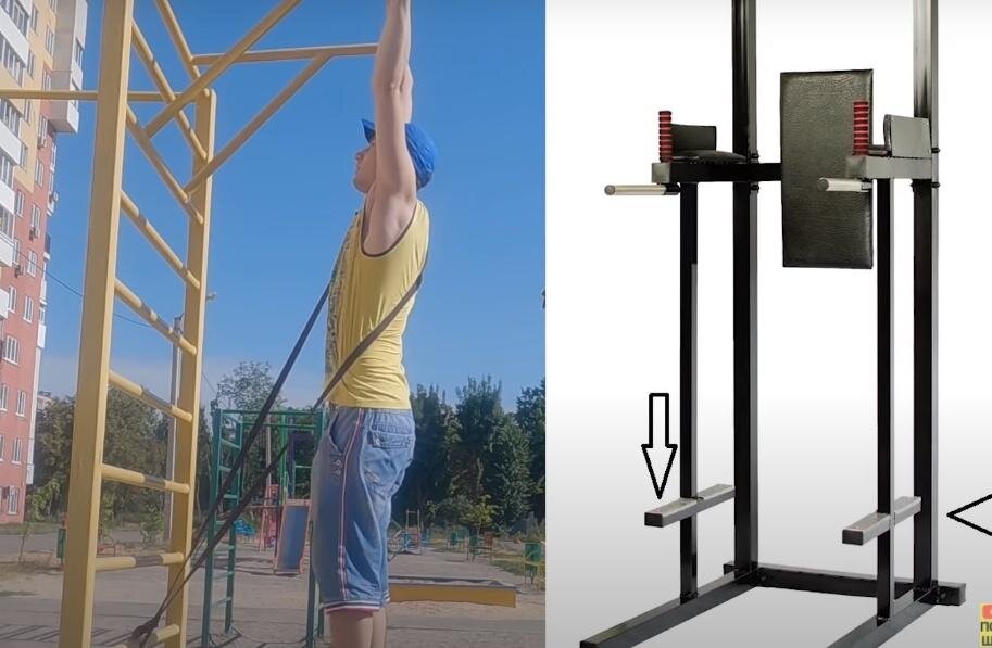 В спортзалах резину можно закрепить вот на таких ступеньках