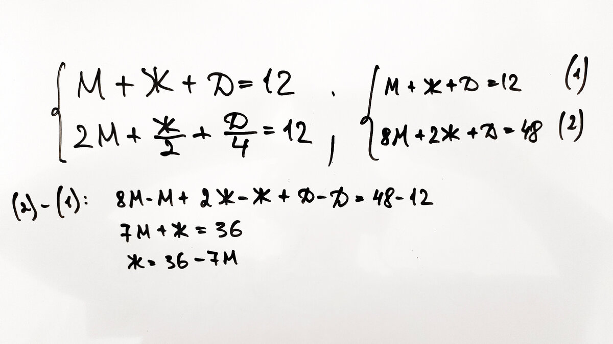 Количество мужчин — М, женщин — Ж, детей — Д.