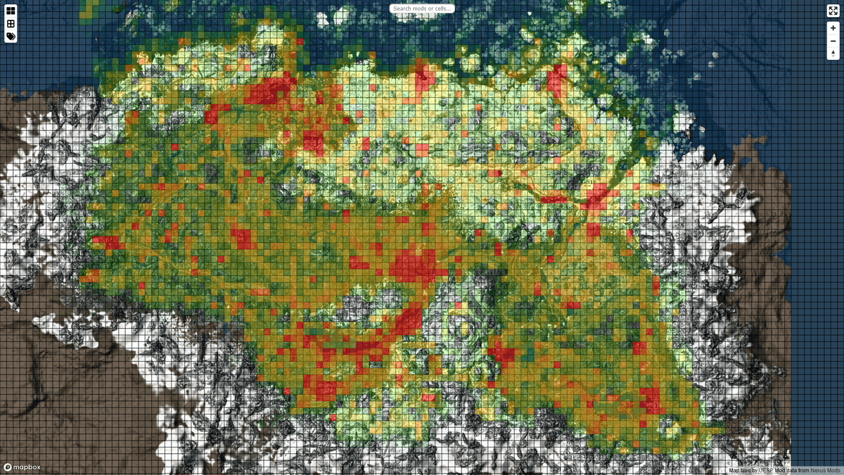 Энтузиаст создал карту «плотности» модов Скайрима | TESALL | Дзен