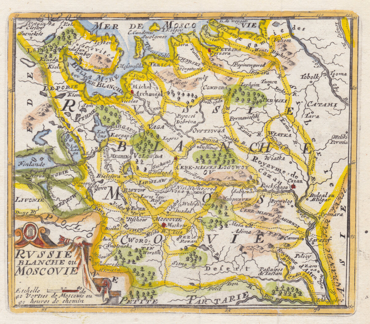  "Rvssie Blanche ou Moscovie". Париж, 1703 год. Картограф - Nicolas de Fer. 