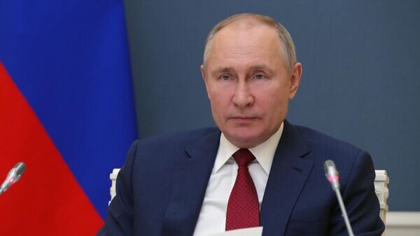    Президент РФ Владимир Путин выступает по видеосвязи на сессии "Давосская повестка дня 2021" Всемирного экономического форума© РИА Новости / Михаил Климентьев