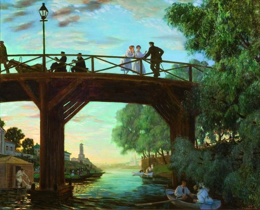 Мост. Астрахань. 1918 год. Борис Кустодиев.