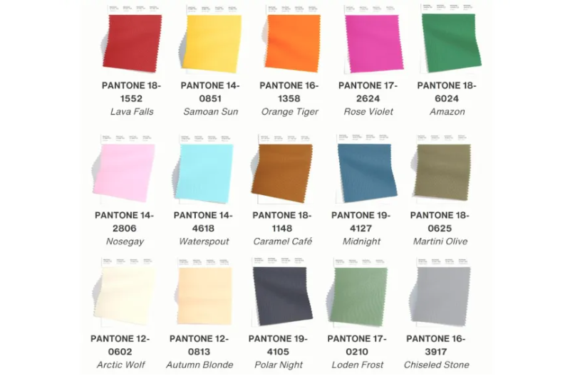 Пантон обычно на неделях моды представляет две цветовые палитры, каждая из которых состоит из десяти модных цветов и дополнены пятью нейтральными базовыми оттенками.-2