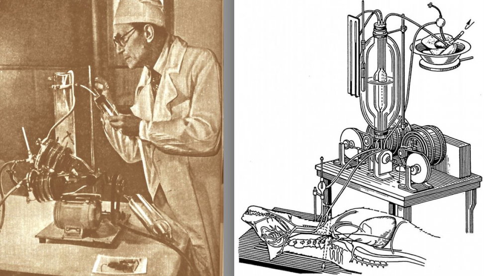 Ученый провел эксперимент со спортсменами добровольцами. Автожектор Брюхоненко. Оксигенатор Брюхоненко. Сергей Сергеевич Брюхоненко аппарат. Аппарат искусственного кровообращения Брюхоненко.