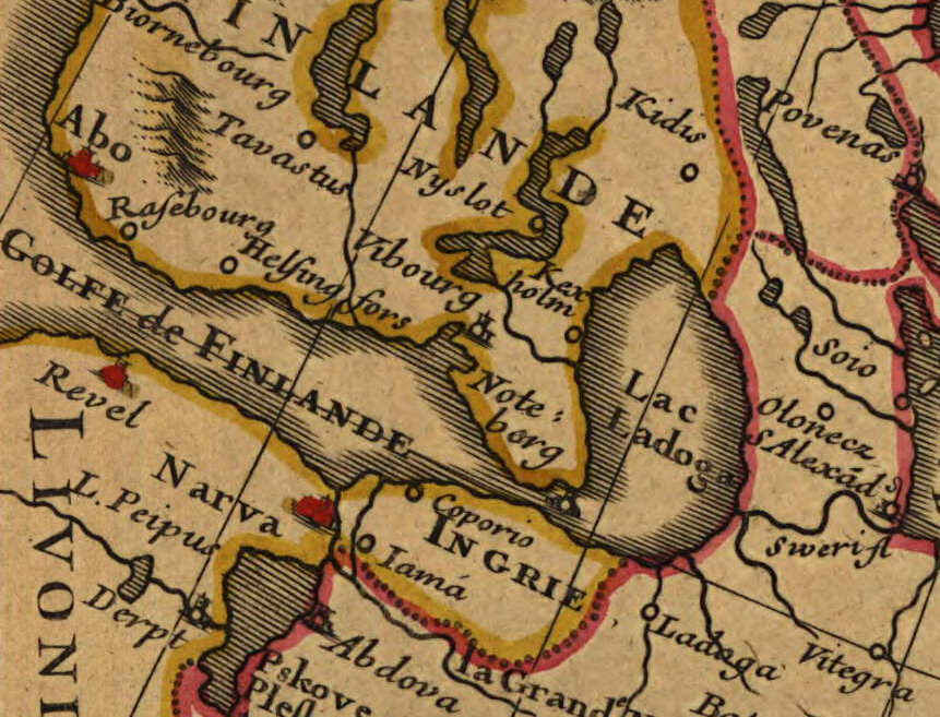 Фрагмент карты Гийома Делиля "Тартария" 1706г. Петербурга на карте нет.