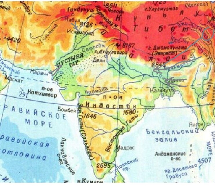 Рельеф Индии карта. Индия на карте физическая карта. Полуостров Индостан рельеф.