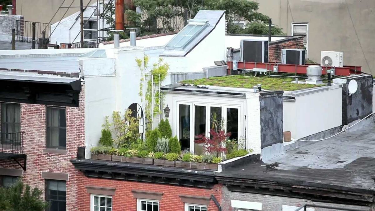 Домик на крыше с садом-огородом. Мало? Своя грядка лука и то хорошо)) Какие-такие ещё угодья? Не Россия, чай. Изображение из открытых источников в сети интернет.