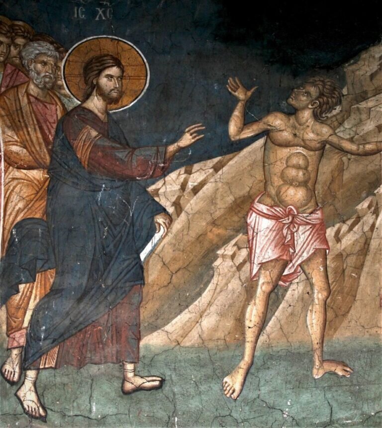  «И запретил ему Иисус, и бес вышел из него; и отрок исцелился в тот час». Источник: http://klin-troicksobor.cerkov.ru/ob-iscelenii-gadarinskogo-besnovatogo/
